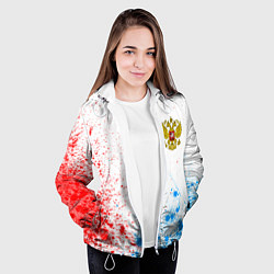 Куртка с капюшоном женская RUSSIA - ГЕРБ - Арт, цвет: 3D-белый — фото 2