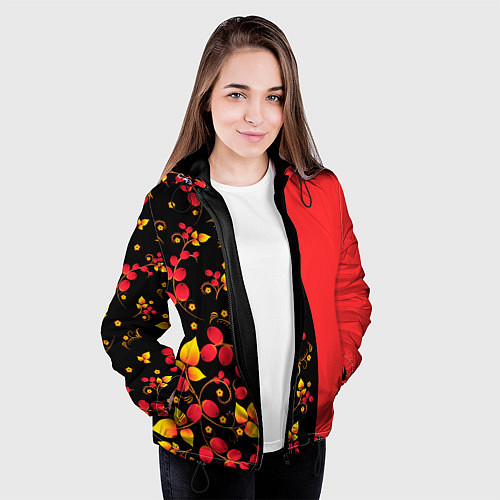 Женская куртка Хохлома Русская роспись / 3D-Черный – фото 3