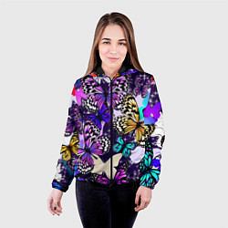 Куртка с капюшоном женская Бабочки Butterflies, цвет: 3D-черный — фото 2