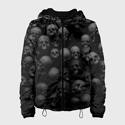 Куртка с капюшоном женская Черепа на черном фоне паттерн, цвет: 3D-черный