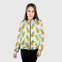 Куртка с капюшоном женская Поле ананасов, цвет: 3D-черный — фото 2