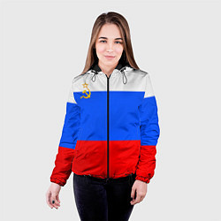 Куртка с капюшоном женская Флаг России с серпом и молотом, цвет: 3D-черный — фото 2
