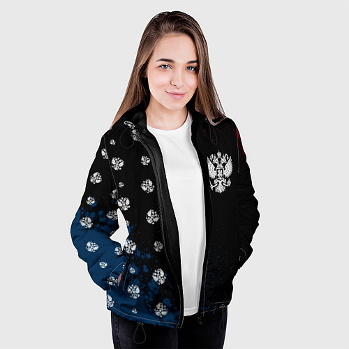 Женская куртка РОССИЯ - ГЕРБ Брызги 9 / 3D-Черный – фото 3