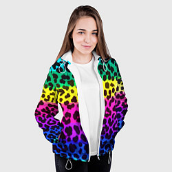 Куртка с капюшоном женская Leopard Pattern Neon, цвет: 3D-белый — фото 2