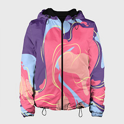 Куртка с капюшоном женская Сирневые волны, цвет: 3D-черный
