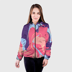 Куртка с капюшоном женская Сирневые волны, цвет: 3D-черный — фото 2