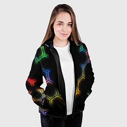 Куртка с капюшоном женская Геометрический узор Neon, цвет: 3D-черный — фото 2