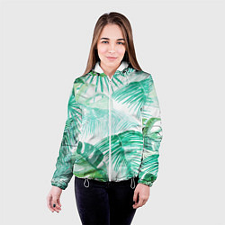 Куртка с капюшоном женская Цветы Тропическая Акварель, цвет: 3D-белый — фото 2