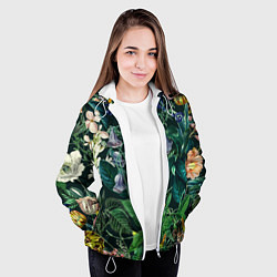 Куртка с капюшоном женская Цветы Темный Сад, цвет: 3D-белый — фото 2