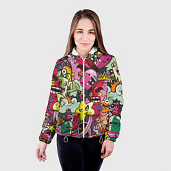 Куртка с капюшоном женская Веселые монстрики - чудики, цвет: 3D-белый — фото 2