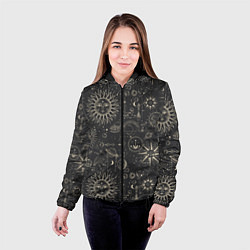 Куртка с капюшоном женская Небесные тела, созвездия, солнце, космос, мистика, цвет: 3D-черный — фото 2