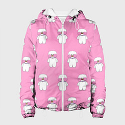 Куртка с капюшоном женская ЛАЛАФАНФАН на розовом фоне, цвет: 3D-белый
