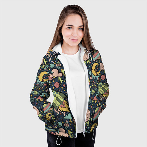 Женская куртка Космос планеты / 3D-Белый – фото 3