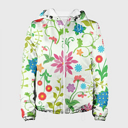 Куртка с капюшоном женская Поле полевых цветов, цвет: 3D-белый