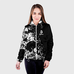 Куртка с капюшоном женская Sabaton - сабатон черепа, цвет: 3D-белый — фото 2