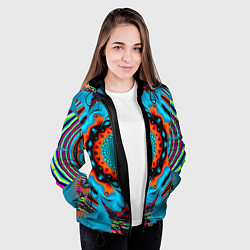 Куртка с капюшоном женская АБСТРАКТНЫЙ УЗОР ИЛЛЮЗИЯ, цвет: 3D-черный — фото 2