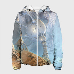 Куртка с капюшоном женская КОСМИЧЕСКИЙ ФРАКТАЛЬНЫЙ ПЕЙЗАЖ, цвет: 3D-белый