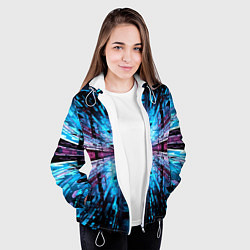 Куртка с капюшоном женская Неоновый информационный голограммный туннель, цвет: 3D-белый — фото 2