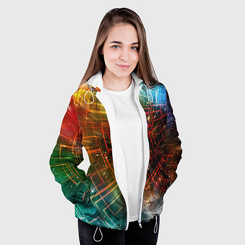 Женская куртка Portal - Neon Space - туннель из энергетических па / 3D-Белый – фото 3