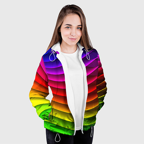 Женская куртка Color line neon pattern Abstraction Summer 2023 / 3D-Белый – фото 3