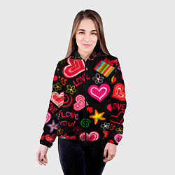 Куртка с капюшоном женская Я ЛЮБЛЮ ТЕБЯ РОДНАЯ!, цвет: 3D-черный — фото 2