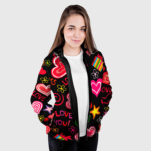 Женская куртка Я ЛЮБЛЮ ТЕБЯ РОДНАЯ! / 3D-Черный – фото 3