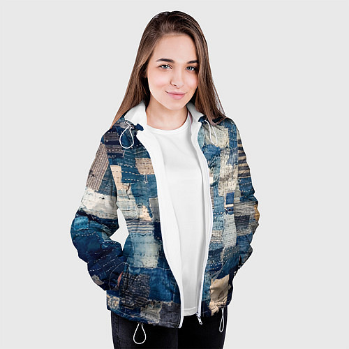 Женская куртка Patchwork Jeans Осень Зима 2023 / 3D-Белый – фото 3