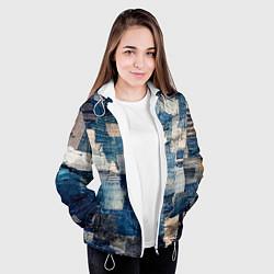 Куртка с капюшоном женская Patchwork Jeans Осень Зима 2023, цвет: 3D-белый — фото 2