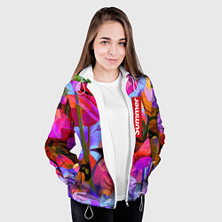 Куртка с капюшоном женская Красочный летний цветочный паттерн Summer color pa, цвет: 3D-белый — фото 2