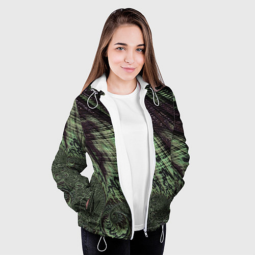 Женская куртка Камуфляжный змеиный фрактал / 3D-Белый – фото 3