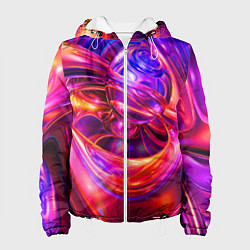 Куртка с капюшоном женская Abstract color neon composition Абстрактная неонов, цвет: 3D-белый