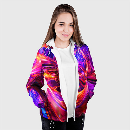 Женская куртка Abstract color neon composition Абстрактная неонов / 3D-Белый – фото 3