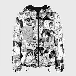 Куртка с капюшоном женская Бакуман паттерн, цвет: 3D-черный
