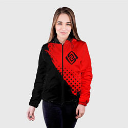 Куртка с капюшоном женская ГЕНШИН ИМПАКТ - ГЕО - Краски, цвет: 3D-черный — фото 2