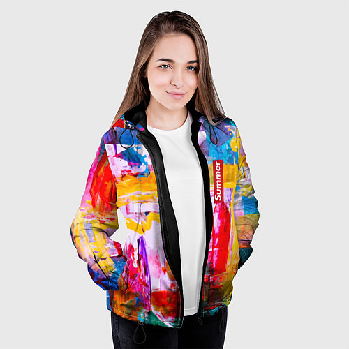 Женская куртка Импрессионизм Лето Абстракция Impressionism Summer / 3D-Черный – фото 3