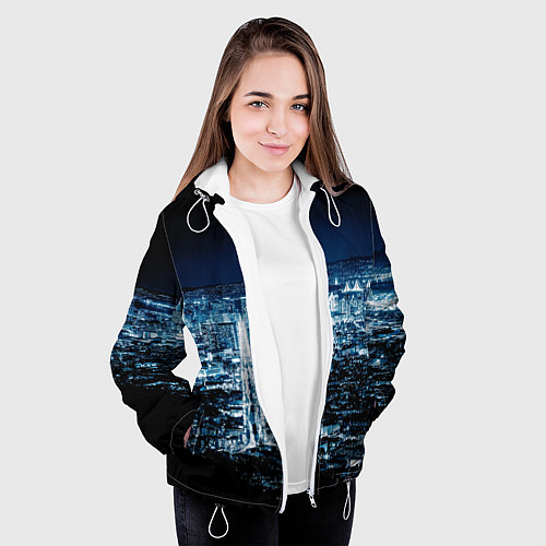 Женская куртка Ночной город night city / 3D-Белый – фото 3