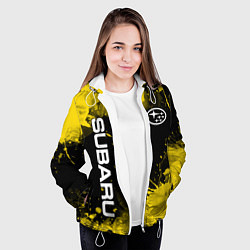 Куртка с капюшоном женская СУБАРУ - SUBARU Желтые пятна, цвет: 3D-белый — фото 2