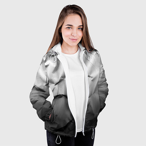 Женская куртка Мятая бумага Текстура Crumpled Paper Texture / 3D-Белый – фото 3