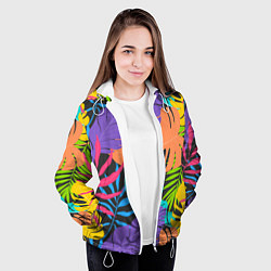 Куртка с капюшоном женская Тропические экзотические листья, цвет: 3D-белый — фото 2