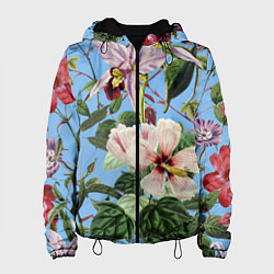 Женская куртка Цветы Сине-Цветочный Букет
