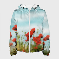 Куртка с капюшоном женская Маки - небо, цвет: 3D-белый