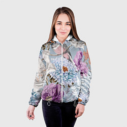 Куртка с капюшоном женская Цветы Чудесный Весенний Узор, цвет: 3D-белый — фото 2