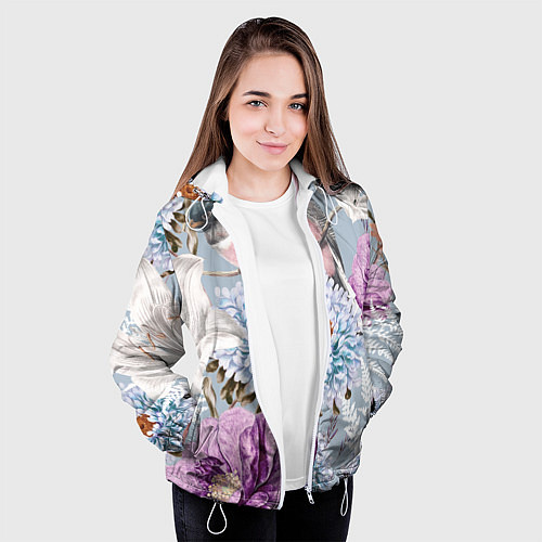 Женская куртка Цветы Чудесный Весенний Узор / 3D-Белый – фото 3