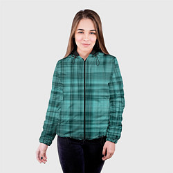 Куртка с капюшоном женская Клетчатый узор цвета морской волны checkered patte, цвет: 3D-черный — фото 2