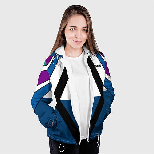 Женская куртка Геометрический молодежный узор с надписью Спорт / 3D-Белый – фото 3