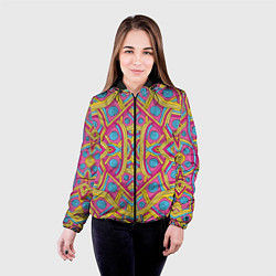 Куртка с капюшоном женская Разноцветный и яркий узор в дудл стиле, цвет: 3D-черный — фото 2