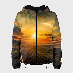 Куртка с капюшоном женская Закат у океана, цвет: 3D-черный