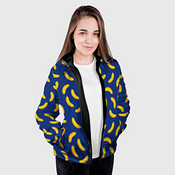 Куртка с капюшоном женская Banana style Банана стайл, веселый банановый патте, цвет: 3D-черный — фото 2