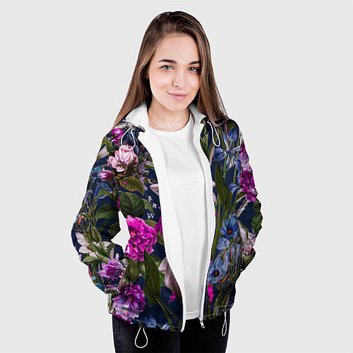 Женская куртка Цветы Таинственные / 3D-Белый – фото 3