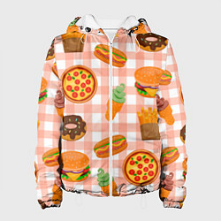 Женская куртка PIZZA DONUT BURGER FRIES ICE CREAM pattern